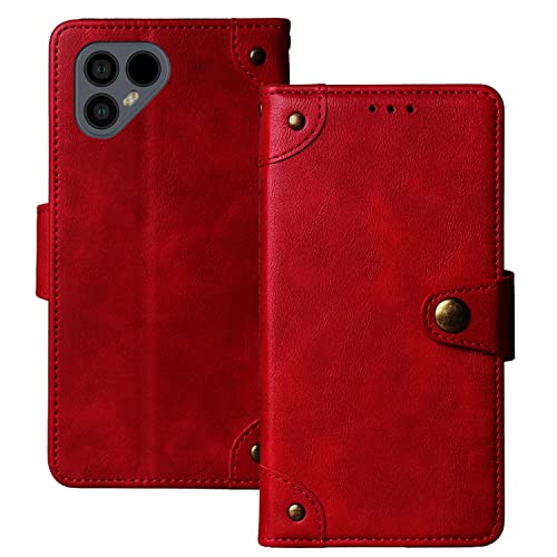 Dingshengk Retro Flip Rot Echt Leder Tasche Hülle TPU Silikon Für Fairphone 4 6.3" Lederhülle Handyhülle Schutz Handytasche Handy Etui Brieftasche Cover Case Abdeckung von Dingshengk