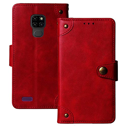 Dingshengk Retro Flip Rot Echt Leder Tasche Hülle TPU Silikon Für Vernee M7 6.1" Lederhülle Handyhülle Schutz Handytasche Handy Etui Brieftasche Cover Case Abdeckung von Dingshengk