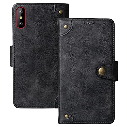 Dingshengk Retro Flip Schwarz Echt Leder Tasche Hülle Für KenXinDa KXD 6A 5.5" Lederhülle Handyhülle Schutz Handytasche Handy Etui Brieftasche Cover Case Abdeckung von Dingshengk