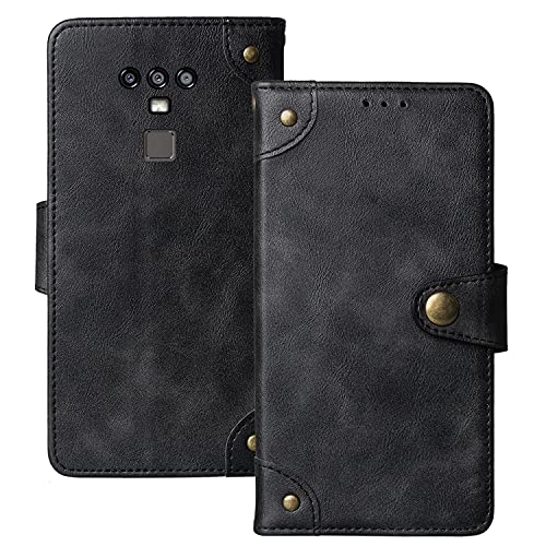 Dingshengk Retro Flip Schwarz Echt Leder Tasche Hülle TPU Silikon Für Oukitel K15 Plus 6.52" Lederhülle Handyhülle Schutz Handytasche Handy Etui Brieftasche Cover Case Abdeckung von Dingshengk
