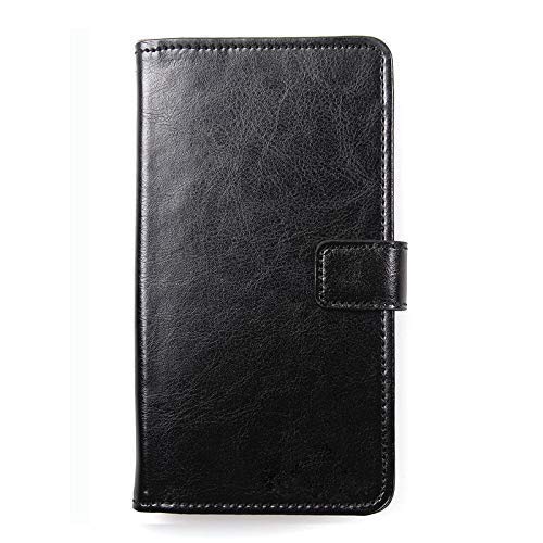 Dingshengk Schwarz Premium Leder Tasche Schutz Hulle Handy Case Wallet Cover Etui Für Blackview BV8000 Pro 4G 5" von Dingshengk