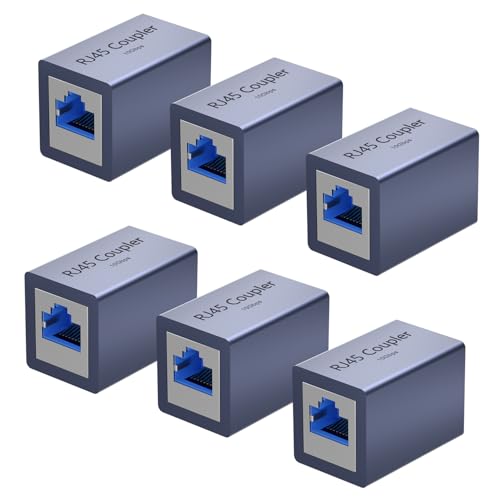 Dingsun RJ45-Koppler, Ethernet-Extender Buchse auf Buchse, Ethernet-Koppler für Cat7/Cat6/Cat5/Cat5 (6er-Pack, Grau) von Dingsun