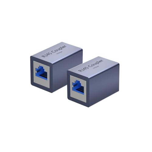 Dingsun RJ45-Koppler, Ethernet-Extender Buchse auf Buchse, Ethernet-Koppler für Cat7/Cat6/Cat5/Cat5e (2er-Pack, Grau) von Dingsun