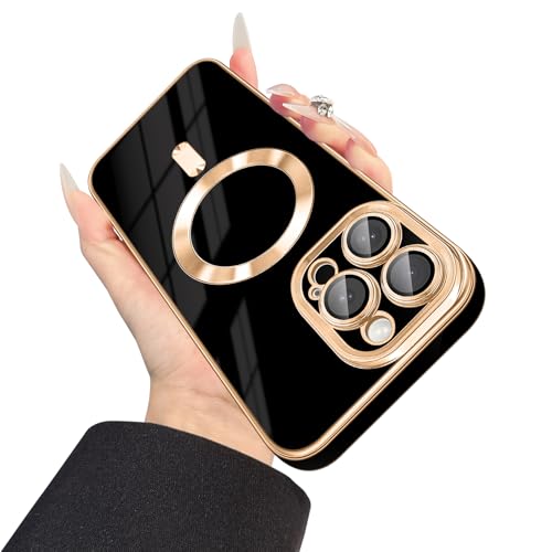 Dinick Entworfen für iPhone 13 Pro Max Hülle mit Magnet [integrierte Kameraabdeckung] Kompatibel mit MagSafe Weiche TPU Glitzer Abdeckung Anti-Kratzer Schutzhülle Slim für iPhone 13 Pro Max Hülle von Dinick