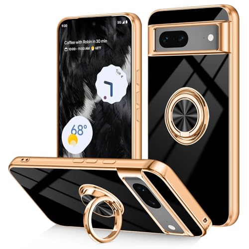 Dinick Schutzhülle für Google Pixel 7, mit Ringhalter, weiches TPU, vergoldet, kratzfest, schlanke Hülle für Damen und Herren, magnetischer Ständer, für Google Pixel 7, Schwarz Dinick Schutzhülle für Google Pixel 7, mit Ringhalter, weiches TPU, vergoldet, kratzfest, schlanke Hülle für Damen und Herren, magnetischer Ständer, für Google Pixel 7, Schwarz von Dinick