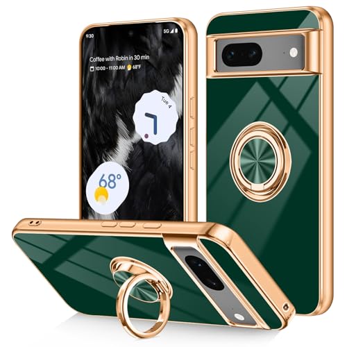 Dinick Schutzhülle für Google Pixel 7, mit Ringhalter, weiches TPU, vergoldet, kratzfest, schlanke Schutzhülle für Damen und Herren, magnetischer Ständer, Grün Dinick Schutzhülle für Google Pixel 7, mit Ringhalter, weiches TPU, vergoldet, kratzfest, schlanke Schutzhülle für Damen und Herren, magnetischer Ständer, Grün von Dinick