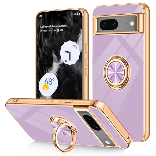 Dinick Schutzhülle für Google Pixel 7, mit Ringhalter, weiches TPU, vergoldet, kratzfest, schlanke Schutzhülle für Damen und Herren, magnetischer Ständer, Violett Dinick Schutzhülle für Google Pixel 7, mit Ringhalter, weiches TPU, vergoldet, kratzfest, schlanke Schutzhülle für Damen und Herren, magnetischer Ständer, Violett von Dinick