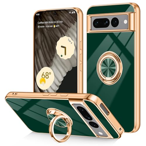 Dinick Schutzhülle für Google Pixel 7 Pro, mit Ringhalter, weiches TPU, vergoldet, kratzfest, schlanke Abdeckung für Damen und Herren, magnetischer Ständer, Grün Dinick Schutzhülle für Google Pixel 7 Pro, mit Ringhalter, weiches TPU, vergoldet, kratzfest, schlanke Abdeckung für Damen und Herren, magnetischer Ständer, Grün von Dinick