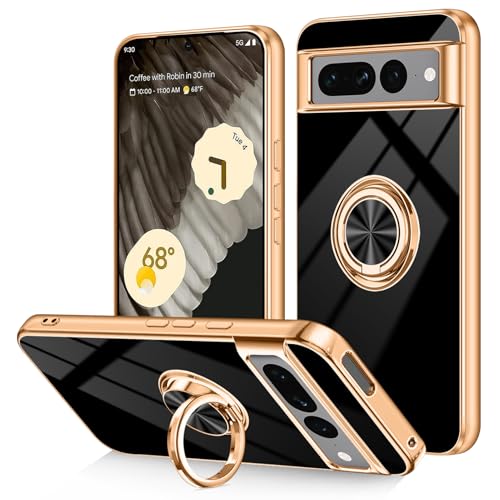 Dinick Schutzhülle für Google Pixel 7 Pro, mit Ringhalter, weiches TPU, vergoldet, kratzfest, schlanke Abdeckung für Damen und Herren, magnetischer Ständer, für Google Pixel 7 Pro, Schwarz Dinick Schutzhülle für Google Pixel 7 Pro, mit Ringhalter, weiches TPU, vergoldet, kratzfest, schlanke Abdeckung für Damen und Herren, magnetischer Ständer, für Google Pixel 7 Pro, Schwarz von Dinick