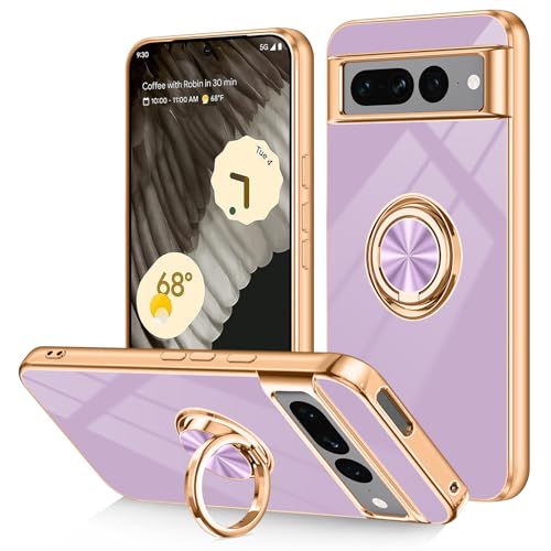 Dinick Schutzhülle für Google Pixel 7 Pro, mit Ringhalter, weiches TPU, vergoldet, kratzfest, schlanke Abdeckung für Damen und Herren, magnetischer Ständer, für Google Pixel 7 Pro, Violett Dinick Schutzhülle für Google Pixel 7 Pro, mit Ringhalter, weiches TPU, vergoldet, kratzfest, schlanke Abdeckung für Damen und Herren, magnetischer Ständer, für Google Pixel 7 Pro, Violett von Dinick