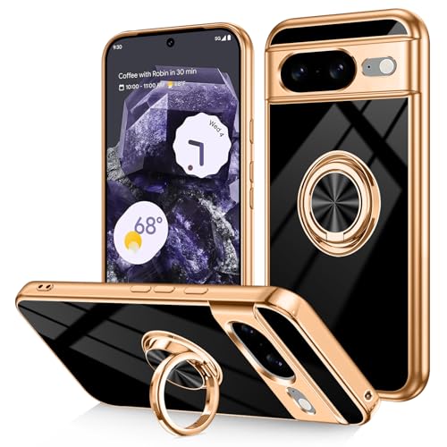 Dinick Schutzhülle für Google Pixel 8, mit Ringhalter, weiches TPU, vergoldet, kratzfest, schlanke Hülle für Damen und Herren, magnetischer Ständer, für Google Pixel 8, Schwarz Dinick Schutzhülle für Google Pixel 8, mit Ringhalter, weiches TPU, vergoldet, kratzfest, schlanke Hülle für Damen und Herren, magnetischer Ständer, für Google Pixel 8, Schwarz von Dinick