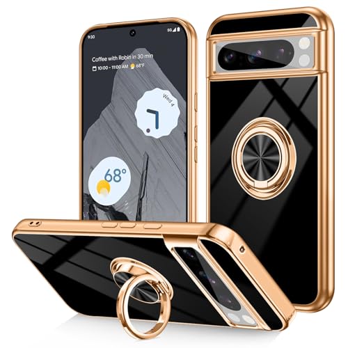 Dinick Schutzhülle für Google Pixel 8 Pro, mit Ringhalter, weiches TPU, vergoldet, kratzfest, schlanke Abdeckung für Damen und Herren, magnetischer Ständer, für Google Pixel 8 Pro, Schwarz Dinick Schutzhülle für Google Pixel 8 Pro, mit Ringhalter, weiches TPU, vergoldet, kratzfest, schlanke Abdeckung für Damen und Herren, magnetischer Ständer, für Google Pixel 8 Pro, Schwarz von Dinick