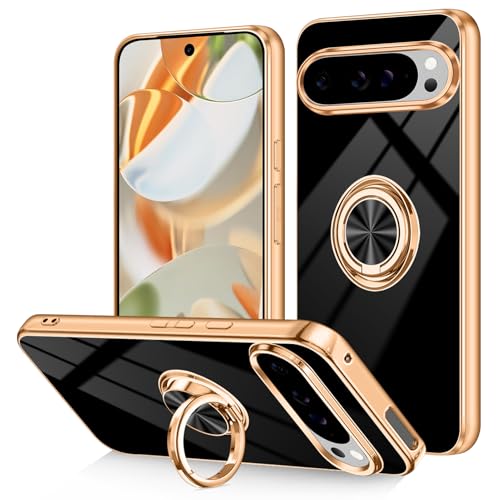 Dinick Schutzhülle für Google Pixel 9/Pixel 9 Pro, mit Ringhalter, weiches TPU, vergoldet, kratzfest, schlanke Abdeckung für Damen und Herren, magnetischer Ständer, für Google Pixel 9/9Pro, Schwarz Dinick Schutzhülle für Google Pixel 9/Pixel 9 Pro, mit Ringhalter, weiches TPU, vergoldet, kratzfest, schlanke Abdeckung für Damen und Herren, magnetischer Ständer, für Google Pixel 9/9Pro, Schwarz von Dinick