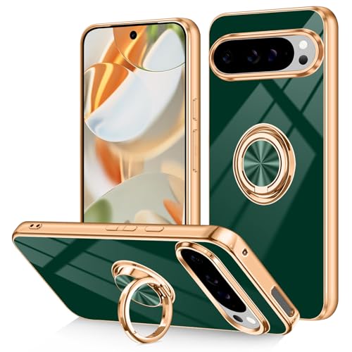 Dinick Schutzhülle für Google Pixel 9/Pixel 9 Pro, mit Ringhalter, weiches TPU, vergoldet, kratzfest, schlanke Abdeckung für Damen und Herren, magnetischer Ständer, für Google Pixel 9/9Pro, Grün Dinick Schutzhülle für Google Pixel 9/Pixel 9 Pro, mit Ringhalter, weiches TPU, vergoldet, kratzfest, schlanke Abdeckung für Damen und Herren, magnetischer Ständer, für Google Pixel 9/9Pro, Grün von Dinick