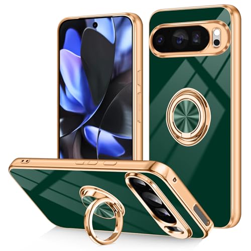 Dinick Schutzhülle für Google Pixel 9 Pro XL mit Ringhalter, weiches TPU, vergoldet, kratzfest, schlanke Abdeckung für Damen und Herren, magnetischer Ständer, für Google Pixel 9 Pro XL, Grün Dinick Schutzhülle für Google Pixel 9 Pro XL mit Ringhalter, weiches TPU, vergoldet, kratzfest, schlanke Abdeckung für Damen und Herren, magnetischer Ständer, für Google Pixel 9 Pro XL, Grün von Dinick
