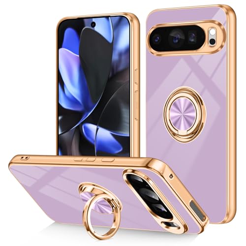 Dinick Schutzhülle für Google Pixel 9 Pro XL mit Ringhalter, weiches TPU, vergoldet, kratzfest, schlanke Abdeckung für Damen und Herren, magnetischer Ständer, für Google Pixel 9 Pro XL, Violett Dinick Schutzhülle für Google Pixel 9 Pro XL mit Ringhalter, weiches TPU, vergoldet, kratzfest, schlanke Abdeckung für Damen und Herren, magnetischer Ständer, für Google Pixel 9 Pro XL, Violett von Dinick