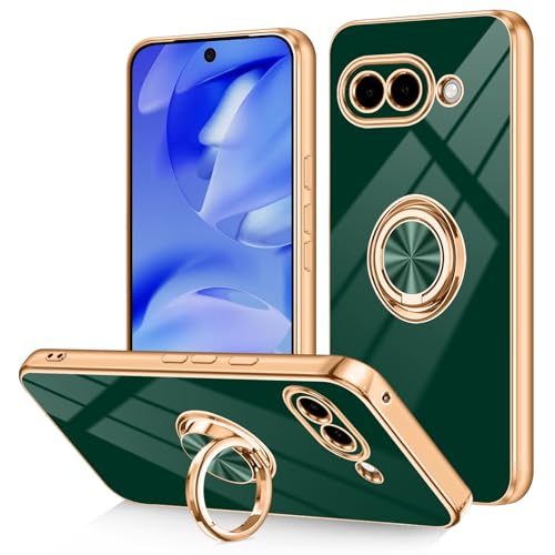 Dinick Schutzhülle für Google Pixel 9A, mit Ringhalter, weiches TPU, vergoldet, kratzfest, schlanke Schutzhülle für Damen und Herren, magnetischer Ständer, Grün Dinick Schutzhülle für Google Pixel 9A, mit Ringhalter, weiches TPU, vergoldet, kratzfest, schlanke Schutzhülle für Damen und Herren, magnetischer Ständer, Grün von Dinick