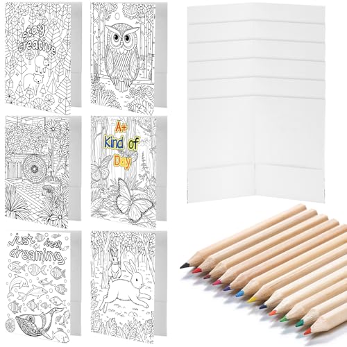Dinifee 12 Stück DIY Malordner mit 12 Bleistiften, 6 Designs, Papierordner mit Taschen, Geschenk, Großpackung für Schulanfang, Büro, Geburtstag, kreative Themenpartys, Aktivitäten Dinifee 12 Stück DIY Malordner mit 12 Bleistiften, 6 Designs, Papierordner mit Taschen, Geschenk, Großpackung für Schulanfang, Büro, Geburtstag, kreative Themenpartys, Aktivitäten von Dinifee