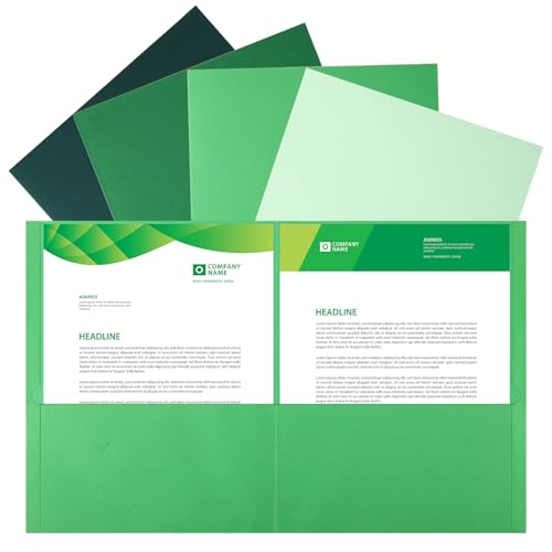 Dinifee 24 Stück Dokumentenmappen, 2 Fächer, 4 Farben, Farbverlauf, Grün, Dokumentengröße, für Dokumente, Schule, Büro, Zuhause, Geschäftsbedarf Dinifee 24 Stück Dokumentenmappen, 2 Fächer, 4 Farben, Farbverlauf, Grün, Dokumentengröße, für Dokumente, Schule, Büro, Zuhause, Geschäftsbedarf von Dinifee