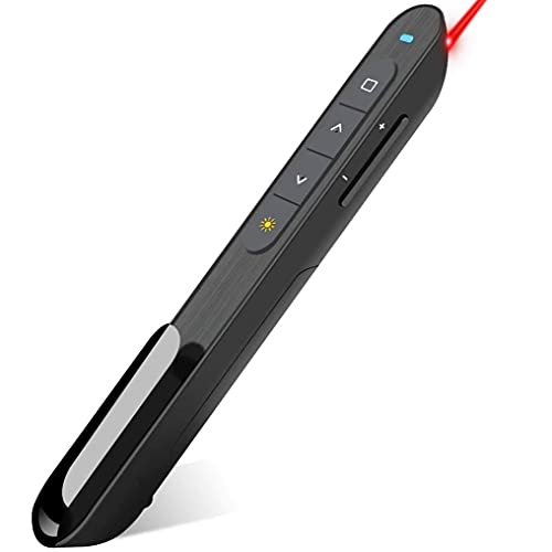 DinoFire Presenter, 2.4 GHz Wireless Presenter Verbindung via USB-Empfänger, 15m Reichweite/Hyperlink/Roter Presenter/Batterieanzeige, PowerPoint Fernbedienung Präsentation für Windows/Mac/Linux von DinoFire