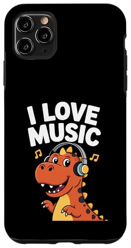 I Love Music Dinosaurier Kopfhörer Fun Hülle für iPhone 11 Pro Max von Dinosaur Music Lover Headphones Fun