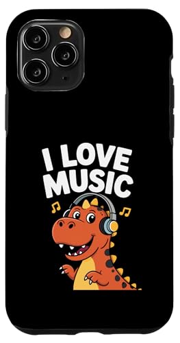 I Love Music Dinosaurier Kopfhörer Fun Hülle für iPhone 11 Pro von Dinosaur Music Lover Headphones Fun