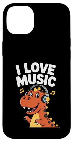 I Love Music Dinosaurier Kopfhörer Fun Hülle für iPhone 14 Plus von Dinosaur Music Lover Headphones Fun