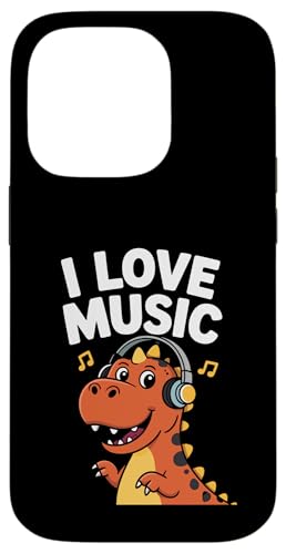 I Love Music Dinosaurier Kopfhörer Fun Hülle für iPhone 14 Pro von Dinosaur Music Lover Headphones Fun