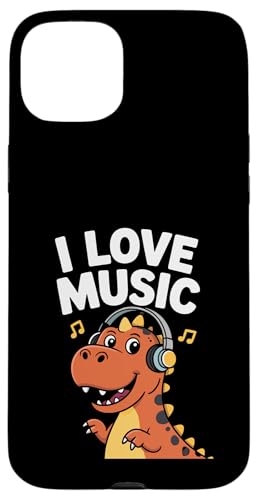 I Love Music Dinosaurier Kopfhörer Fun Hülle für iPhone 15 Plus von Dinosaur Music Lover Headphones Fun