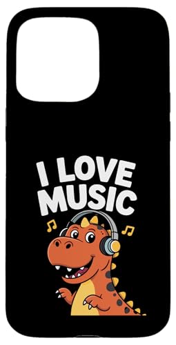 I Love Music Dinosaurier Kopfhörer Fun Hülle für iPhone 15 Pro Max von Dinosaur Music Lover Headphones Fun