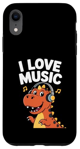 I Love Music Dinosaurier Kopfhörer Fun Hülle für iPhone XR von Dinosaur Music Lover Headphones Fun