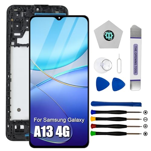 Dinow Display für Samsung Galaxy A13 4G A135 A137, Ersatzdisplay kompatibel mit Samsung Galaxy SM-A135F, SM-A135F/DS, SM-A137F, SM-A137F/DSN, SM-A137F/DS Digitizer mit Rahmen(mit Reparaturwerkzeug) von Dinow