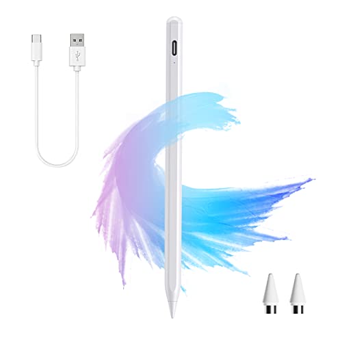 Dinow Touchscreen Stift, Stift für Tablet Stylus Pen Kompatibel für Android/iOS/iPad/iPhone/Tablet/Smartphone,Kapazitiver Stift mit 2 Ersatzspitzen-Weiß von Dinow