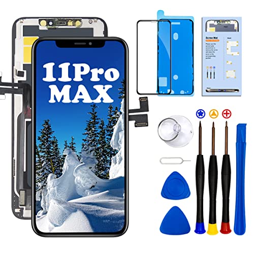 Dinow für iPhone 11 Pro Max Display 6.5" iPhone 11 Pro Max Bildschirm, für iPhone 11 Pro Max Display Reparaturset mit Reparaturwerkzeugen, gehärtetes Glas (Modell:A2161/A2220/A2218) von Dinow