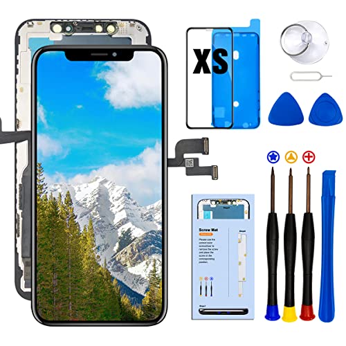 Dinow für iPhone XS Display Bildschirm(Schwarz) 5,8" Touch Screen Ersatz, Display iPhone XS Digitizer Frame Assembly mit 3D Touch + Tool Kit mit Modell A1920, A2097, A2098, A2100 von Dinow