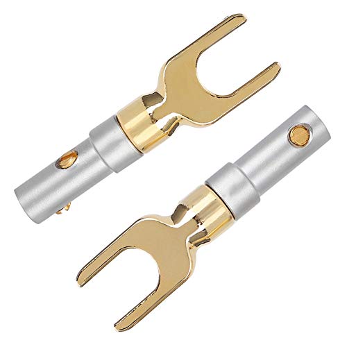 Bananenstecker, U-Spaten-Lautsprecherstecker Audio-Schraube Gabelanschluss Jack-Adapter mit vergoldetem Reinkupfer oder flexiblem Anschluss des Kabels an HiFi-Boxen, Verstärker (2 Stück) von Dioche