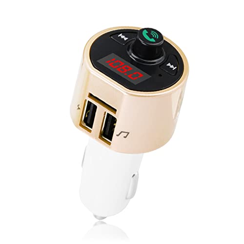 Bluetooth FM-Transmitter für Auto Auto Wireless Bluetooth Audio Transmitter FM-Radio-Adapter Dual-USB-Ladegerät MP3-Player(Gold) von Dioche