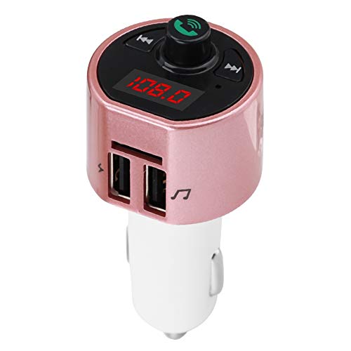 Bluetooth FM-Transmitter für Auto Auto Wireless Bluetooth Audio Transmitter FM-Radio-Adapter Dual-USB-Ladegerät MP3-Player(Rosa) von Dioche