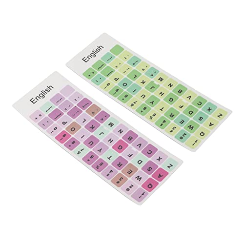 Cfor OMPuter Tastatur-Buchstaben-Aufkleber, Bunte Englische Tastatur-Aufkleber, PVC, 2 Stück, Tastatur-Aufkleber, Bunt, Englischsprachig, Staubdichte, wasserdichte Beschichtung, (C) von Dioche