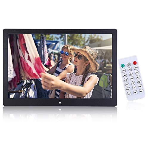 Digitaler Bilderrahmen,15,4 Zoll 1280x800HD Premium Digital Photo Bilderrahmen Wecker Player Album Fernbedienung Multifunktion digital bilderrahmen USB Videoplayer (Schwarz) von Dioche