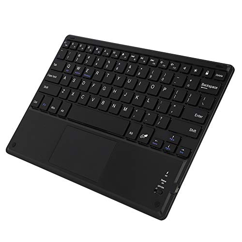 Dioche Bluetooth-Tastatur, Kabellose Bluetooth-Tastatur, Kunststoff, Schwarz, Ultradünn, Kabellose Bluetooth-Tastatur mit Touchpad für Windows, PC, Telefon, Tablet von Dioche