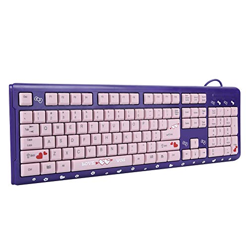 Dioche Sanrio Tastatur Pink Tastatur Tastatur USB Verkabelt Ultradünn süß Cartoon für Home Office Laptop Computer Universell (Purpur Rosa) von Dioche