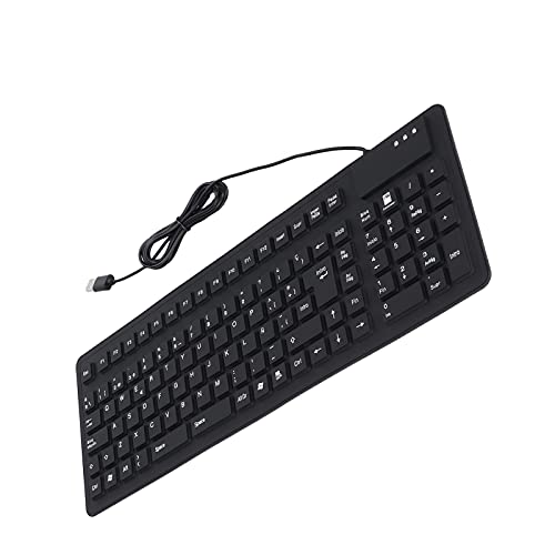 Dioche Silikon-Tastatur mit Flexiblem Falten in 109 Tasten Tastatur 105 Schlüssel Spanisch USB Verdrahtet Tragbare Tastaturen Faltbare Leise wasserdichte Silikon-Tastatur von Dioche