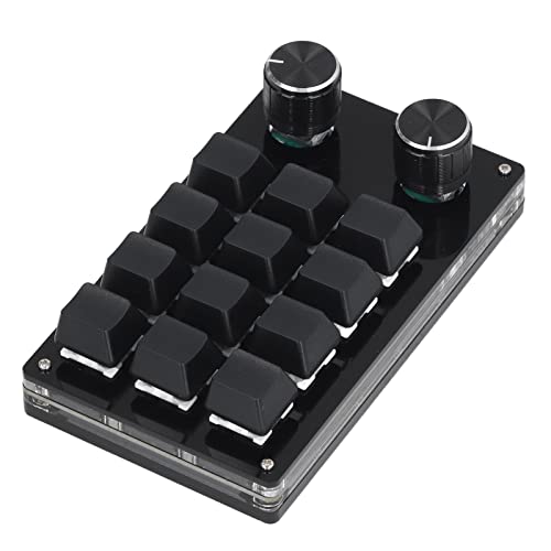 Dioche Tastatur mit Knopf Mechanische Gaming-Tastatur Mechanische Gaming-Tastatur aus Acryl 12 Tasten 2 Knöpfe Kleine OSU-Gaming-Tastatur DIY Programmierbare Tastatur mit USB-Kabel von Dioche