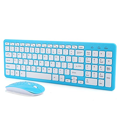 Dioche Tastatur und Combo-Tastatur und Kunststoff-Tastatur-Set, Büro-Gaming für Notebook-Computer, 3-Gang-Mikroempfänger (kabelloser Blauer Anzug) von Dioche