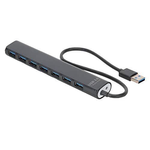 Dioche USB 3.0-Hub USB 3.0-Hub Abs Schwarz USB 3.0-Hub Schwarz 7-in-1-Hochgeschwindigkeitsübertragungssplitter Tragbarer Netzwerkadapter 5 GB von Dioche