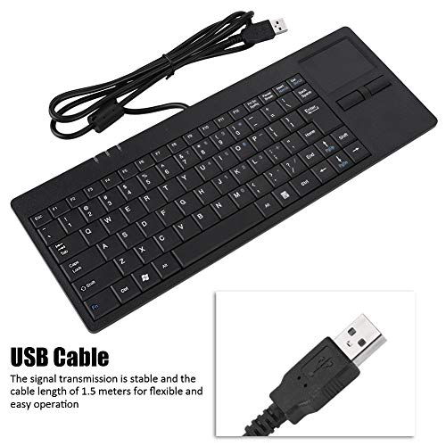 Dioche USB-Tastatur mit Touchpad, Kabelgebundene Tastatur mit Mauspad, Eingebautes, Kabelgebundenes USB, Eingebautes Touchpad, Hub-Anschluss, Tastatur, 86-Tasten-Stummschaltung, von Dioche