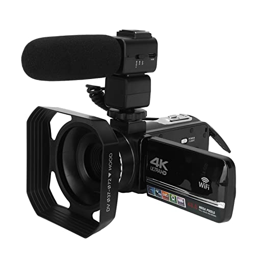 Dioche Videokamera-Camcorder, 4K-Vlogging-Kamera mit Fernbedienung, Mikrofon, Gegenlichtblende, 18-facher Digitalzoom, Digitalkamera für Teenager von Dioche