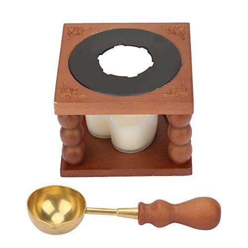 Dioche Vintage-Wachssiegel-Heiz-Set, Löffel aus Holz, Wachsstempel, Wachsschmelzpfanne mit Schmelzlöffel und Siegelwachs, Schmelzwerkzeug für Siegelwachsstempel Dioche Vintage-Wachssiegel-Heiz-Set, Löffel aus Holz, Wachsstempel, Wachsschmelzpfanne mit Schmelzlöffel und Siegelwachs, Schmelzwerkzeug für Siegelwachsstempel von Dioche