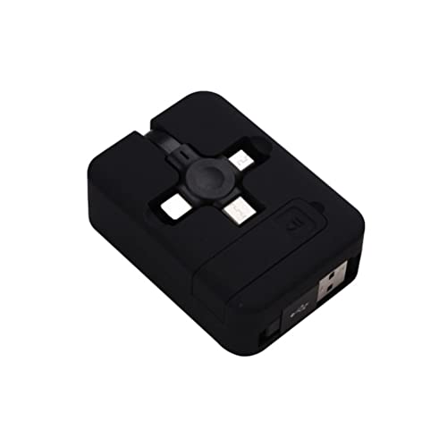 Multi-Ladekabel Einziehbares 3-in-1-Ladekabel Micro-USB-Kabel Drei-in-Eins-Ladekabel Rolle Schnellladekabel 3 in 1 Ladekabelrolle Handyhalter (Kühles Schwarz) von Dioche